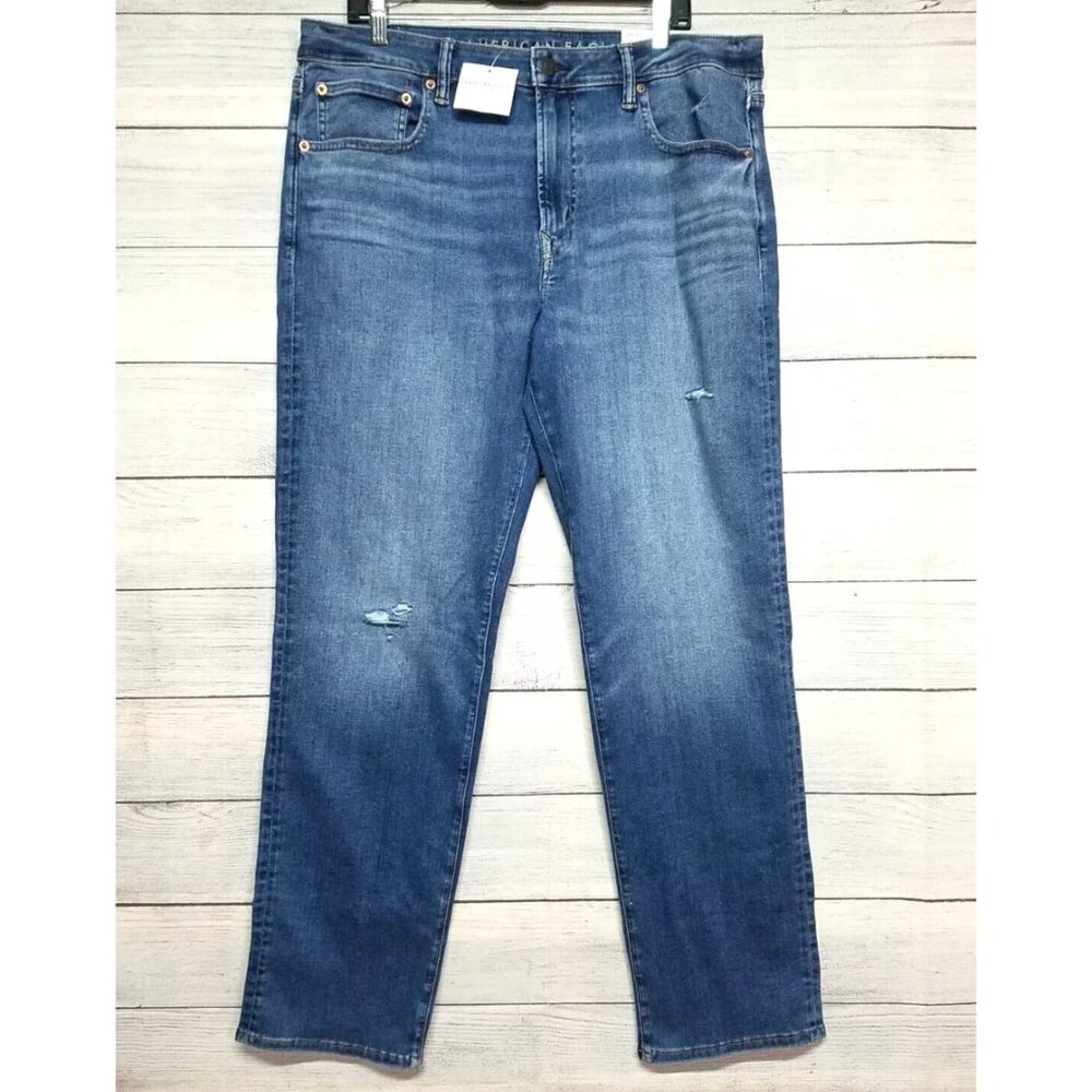 American Eagle Distressed Athletic Straight Jeans Mens Size 36x32 (Tag 36x34)